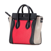 セリーヌ ラゲージ ナノショッパー ハンドバッグ ショルダーバッグ 2WAY ブラック レッド グレー レザー レディース CELINE 【中古】